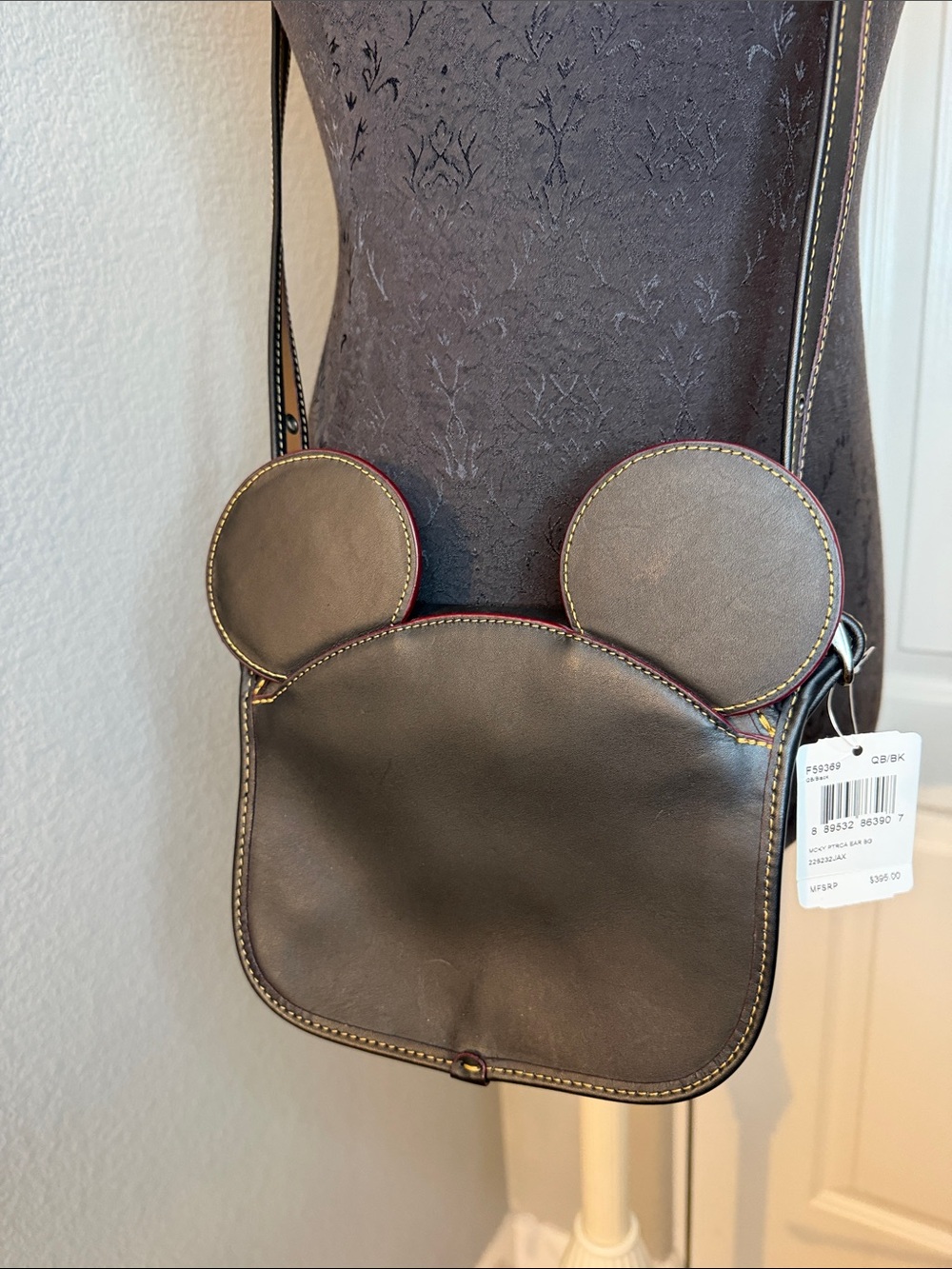 Coach x Disney Mickey Mouse Ears Patricia Leather Saddle Bag Crossbody Bag NEW - Picture 4 of 13